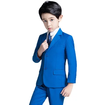 אור כחול רשמית ז ' קט חליפה לחתונה בנים שמלה חליפה משובצת 4 חלקים סט באיכות גבוהה מעיל+אפוד+מכנסיים +עניבת פרפר size90-180CM