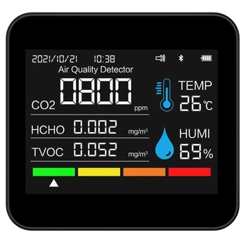 איכות האוויר לפקח CO2 מד אפליקציה BT פחמן דו-חמצני גלאי PM2.5 PM1.0 PM10 טמפרטורה לחות CO2 חיישן 9-In-1
