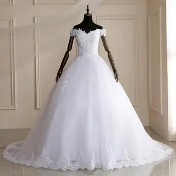 אלגנטי חרוזים תחרה רכבת ארוכות שמלות כלה 2023 כדור שמלת החתונה Vestidos דה Noiva החלוק De Mariage שמלת הכלה