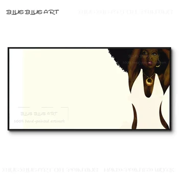 אמן בעבודת יד עיצוב פשוט יפה שחור דמות האישה ציור שמן על בד אישה שחורה תמונה אישה ציור דיוקן