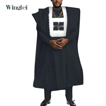 אפריקה בגדים לגברים 3 ערכות קטע דאשיקי Agbada החלוק מתאים טלאים אפריקה Boubou גברים תלבושת הניגרי בגדים Wyn1621