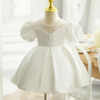 בגדי תינוקות עבור בנות חרוזים פעוטות ילדים החתונה הנסיכה שמלת ילדה אלגנטי יום הולדת שמלת שושבינה טול ערב שמלת מסיבת