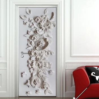 בולטות פרח קיר חדר השינה, הסלון הדלת קישוט מדבקה 3D טפט PVC הדבקה עצמית עמיד למים ציור קיר ציור קיר