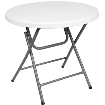בר גובה שולחן מתקפל עגול לבן פלסטיק שולחן 32