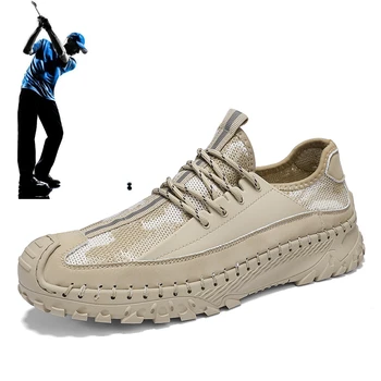 גברים אופנה נעליים מזדמנים חיצונית אנטי להחליק נעלי גולף לנשימה רשת גולף הליכה נעלי ספורט כושר גולף נעלי גברים