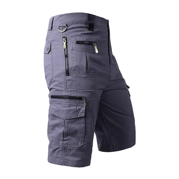 גברים הקיץ של הברך אורך המכנסיים זכר מזדמן כותנה רב כיסי מכנסי קצוץ קצר מכנסיים צבאיים קצרים.