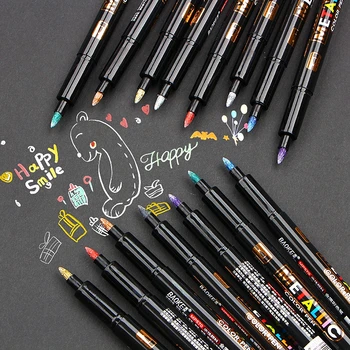 היילה 8Color מטאלי צבעי מים מתכת בד עט סימון DIY קרמיקה גרפיטי ציור עט Craftwork צבע העט אמנות כתיבה