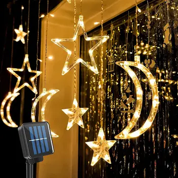 הכוכבים והירח סולארית LED מחרוזת אורות חג המולד זר סוללה USB מנורה 3.5 מ ' פיות האור הביתה גינה חיצונית עיצוב המסיבה