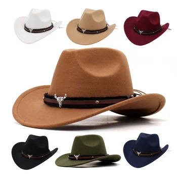 המערבי שחור כובע ג ' אז האביר כובעים לגברים בסגנון אתני הרגשתי כובעים עם בול בצורת עיצוב בצמחיה המדינה כובע סומבררו.