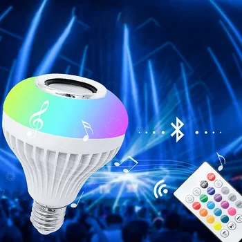 הנורה Bluetooth מנורת LED נורת E27 Bluetooth רמקול מוסיקה הנורה חכם המנורה ניתן לעמעום אפליקציה 12W מוסיקה RGB עיצוב בית חכם