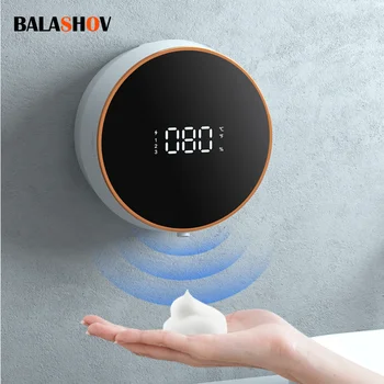 הקיר ללא מגע אוטומטי קצף סבון מתקן שירותים חכם כביסה יד מכונת LED עם תצוגת טמפרטורת נוזל דיספנסרים
