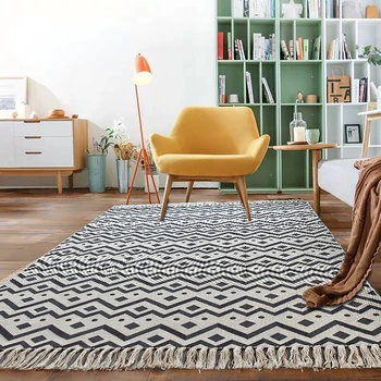 השטיח בציר כותנה פשתן שעוני קיר שטיחי הרצפה ליד המיטה משולבת בסלון ספה שולחן תה השטיח במכונה