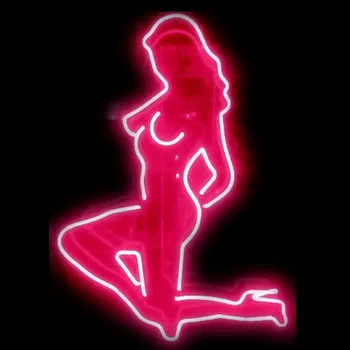 השלט על סקס בחורה הגברת על ברכי ניאון אור הקיר בירה בבר מועדון למבוגרים עיצוב חדר זכוכית עסק במלאכת-יד מושך את האור