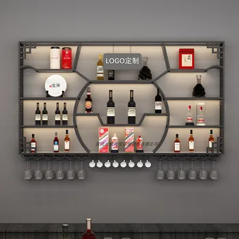 ויסקי בעל מטבח יין ארונות תקשורת ארגונית אחסון היין המודרני Rack תצוגת שחור גבוה, חנות משקאות Botellero יין קישוט