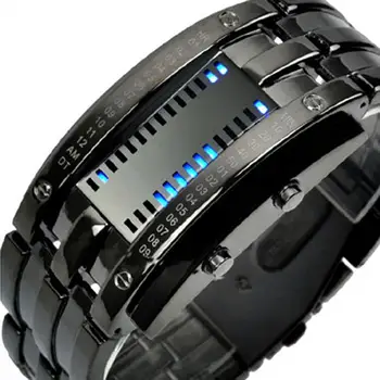זוג אלקטרוני שעון יד עם רצועה תאריך דיגיטלי תצוגת LED טונגסטן פלדה אופנה זוהר נשים גברים שעון