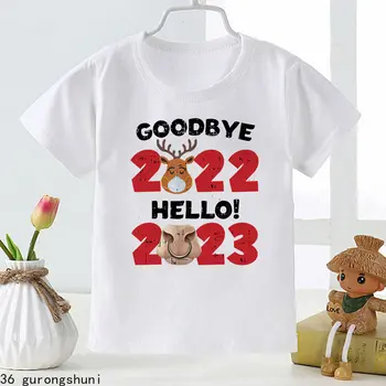 חדש להתראות 2022 שלום 2023 הדפסה אסתטי בנות חמודות אופנה של בגדי ילדים, חולצות ענק. Happy שנה חדשה מתנות בגדים