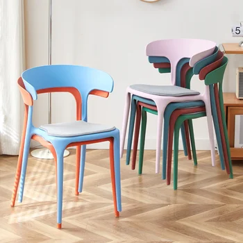 חדש נורדי כסאות אוכל סלון מטבח צואה מודרני להסרה יציב פנאי משענת הכיסאות חוסך מקום בבית ריהוט