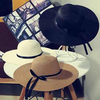 חדש נקבה בוגרת של נשים קיץ החוף החדש שמשיה כובע מתקפל חופשה על החוף כובע קש גדול ברים כובע DM15
