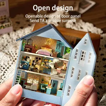 חדשות Diy עץ מיניאטורי ערכת בניין בתים עם ריהוט אור Molan מיני Casa הבית בעבודת יד צעצועים עבור בנות Gi A9a6