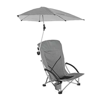חוף הכיסא עם UPF 50+ מתכוונן חופת המטרייה, אפור