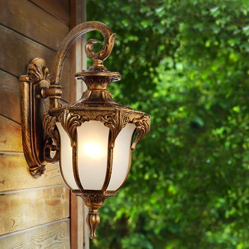 חיצוני עמיד למים מנורת קיר מרפסת אירופאי רטרו אמריקאי בסלון במעבר מרפסת גן חיצונית קיר חזית אורות 85-265V
