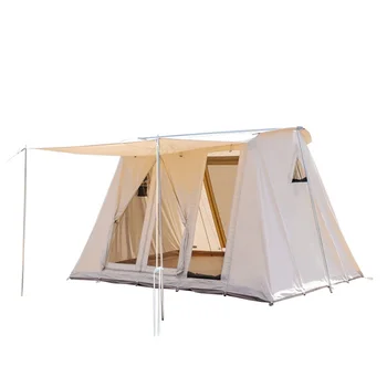 חיצונית רטרו אביב יום אוהל קמפינג גדול מעובה אטים לגשם נייד כותנה באביב קמפינג אוהל