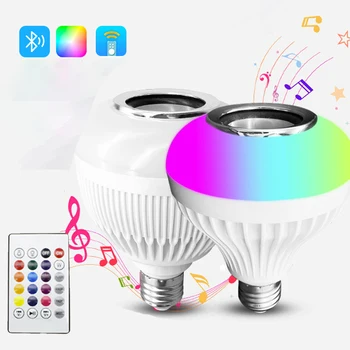 חכם הנורה Bluetooth מנורת LED נורת E27 A50 A60 A70 רמקול מוסיקה הנורה חכם המנורה ניתן לעמעום אפליקציה 12W מוסיקה RGB עיצוב בית חכם