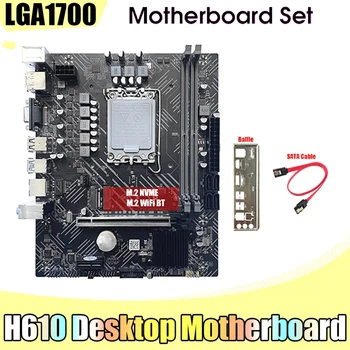 חם H610 לוח אם+SATA כבל+לבלבל LGA1700 DDR4 Gigabit LAN, תמיכה 2X32GB על G6900 G7400 I3 12100 I5 12500-12 CPU