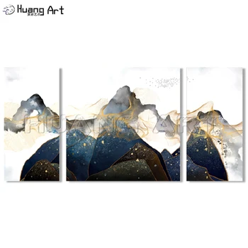 חם למכור אמן יד-צבוע באיכות גבוהה המודרנית הר נוף ציור שמן על בד קבוצה של זהב Landsacpe ציורים