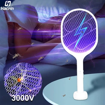 חשמלי נגד יתושים זבובים במחבט יתושים הרוצח מלכודת עם UV-אור אולטרה סגול מנורה נגד יתושים דוחה נטו נטענת