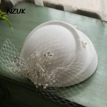 חתונה רשמית הגברת כובע אוסטרלי כובעים כלה אלגנטית צמר גזה קשת של נשים כובעי פדורה הכובע, mariage פאטאל