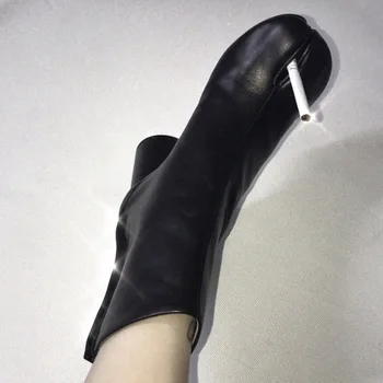 טבי קרסול מגפי נעלי נשים לפצל את הבוהן בלוק עקבים אופנוע Chaussure Femme לחימה Bottines משאבות Botas דה Mujer Botte