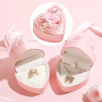 יום האהבה קופסה של טבעת נצח פרח שרשרת תליון עגילים קופסת מתנה ליום הנישואין תכשיטים אחסון ארגונית 2023 חדש