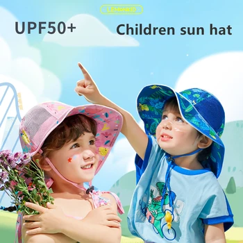 ילדים בקיץ כובע מתכוונן רחב שוליים כובע השמש - קיץ דלי כובע לתינוק פעוט, ילדים UPF 50+