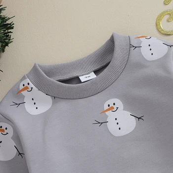 ילדים התינוק החולצה שלג חג המולד הדפס שרוול ארוך Pullovers סתיו מקסימום עבור תינוק חמוד ליפול בגדים