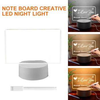 יצירתי LED הערה לוח USB לילה אור לוח הודעות חג האור עם עט מתנה לילדים קישוט הבית DIY מנורת לילה