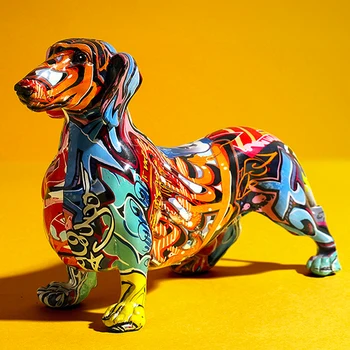 יצירתי צבוע צבעוני כלב תחש קישוט הבית המודרני יין הקבינט עיצוב משרד העבודה שרף אמנות מיניאטורות פסל