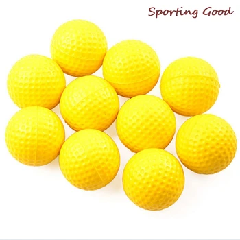 כדורי גולף אימון הכשרה בעזרה פלסטיק חיצוני ספורט צהוב 10PCS חלק אחד רך אלסטי באיכות גבוהה 70