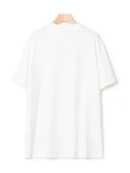 כותנה נשים כל-התאמת שרוול קצר חולצה לבנה רקמה מכתב תיקון מזדמן נקבה העליון O-צוואר Tees הקיץ 2023