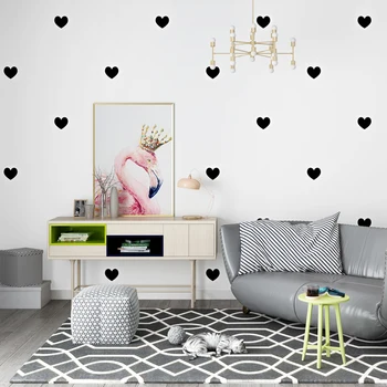 לאהוב Peint מודרני ההגירה עיסת נייר הלב צורה קיר מסמכי עיצוב הבית ורוד שחור המסמכים קשר הסלון חדר השינה קירות ציור קיר