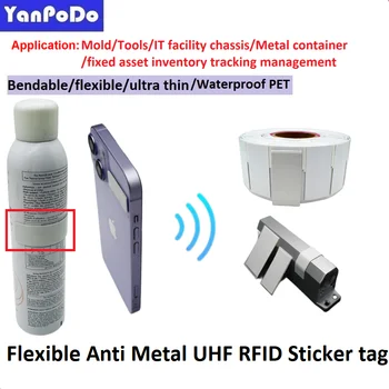 להדפסה רך, אולטרה דק דבק אנטי מתכת תג RFID UHF מדבקת מתכת גמיש עמיד UHF RFID תג EPC Gen2 עמיד למים