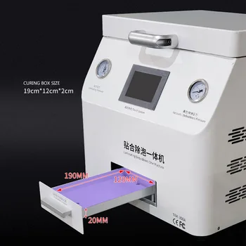 למינציה Defoaming משולב מכונת אוקה ואקום מעוקל מסך מכונה למינציה עבור מחשבי לוח, טלפונים עם UV ריפוי תיבת