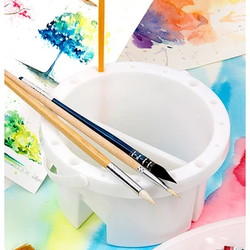 לשטוף את העט דלי נייד עם מחזיק עט לוח ציור בצבעי מים מיוחד Multi-פונקציה האמנות צבע דלי טלסקופי