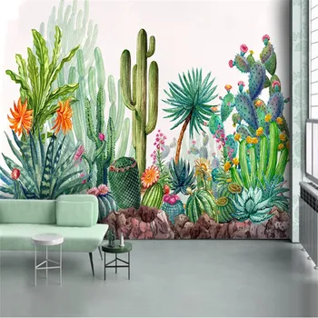 מודרני מינימליסטי מצוירים ביד צמח קקטוס יער ציור קיר הסלון, חדר השינה רקע טפט 3D קיר מסמכי עיצוב הבית