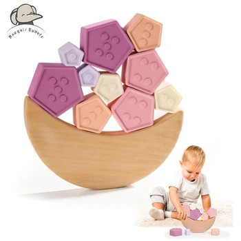 מונטסורי גומי רך אבני בניין עבור תינוקות גיאומטריות הקוביה איזון צעצועים לתינוק בונה לערום קוביות ילדים חינוכי