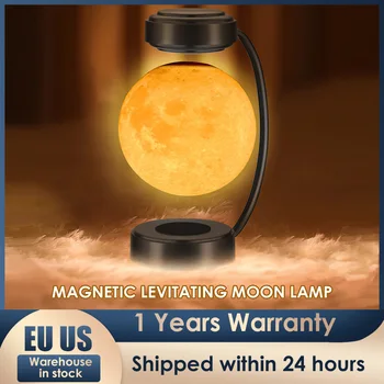 מושעה הירח המנורה מנורת שולחן הלילה אור מודפס 3D LED אור ירח 360 מעלות לצוף ספין 3 צבעים