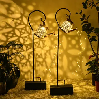מזלף אור שמש מנורת תלייה קומקום אור פנס גן עיצוב מתכת רטרו סולארית Led אור פטיו חיצוני הדשא בחצר