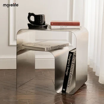 מינימלי נירוסטה שולחן ליד המיטה לצד שולחן קפה שולחן עגול קטן תה השולחן בסלון ספה פינת אמנות תה קטן שולחן