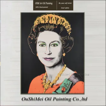 מלכת אנגליה ציור דיוקן עבודת יד מודרנית ציור שמן ציורי בד על הקיר בסלון עיצוב לתלות את התמונה