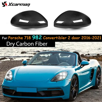 ממש יבש סיבי פחמן המכונית המראה האחורית מכסה כובעים עבור פורשה 718 982 Convertibler 2 דלתות 2016-2021 אביזרי רכב חיצוניים